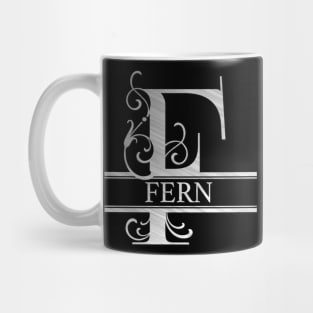 Fern Name - Silver Metallic Style  Monogram Letter F The Fern Name Gift For Fern Mug